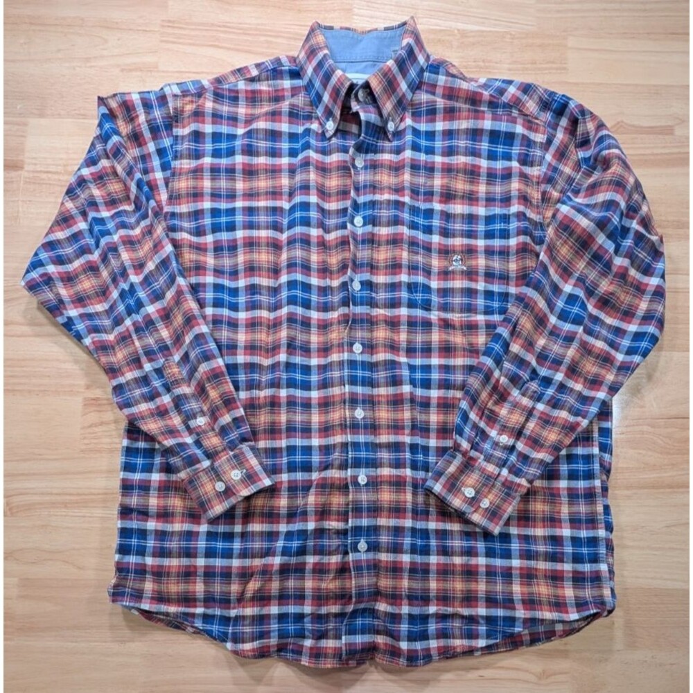 Cinch Shirt Mens Large L Plaid Button Down Long Sleeve Cotton Western Rodeo Blue